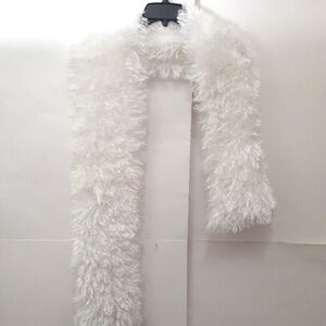 🎉White Silver Knit Chunky Faux Fur Shrug Long Scarf